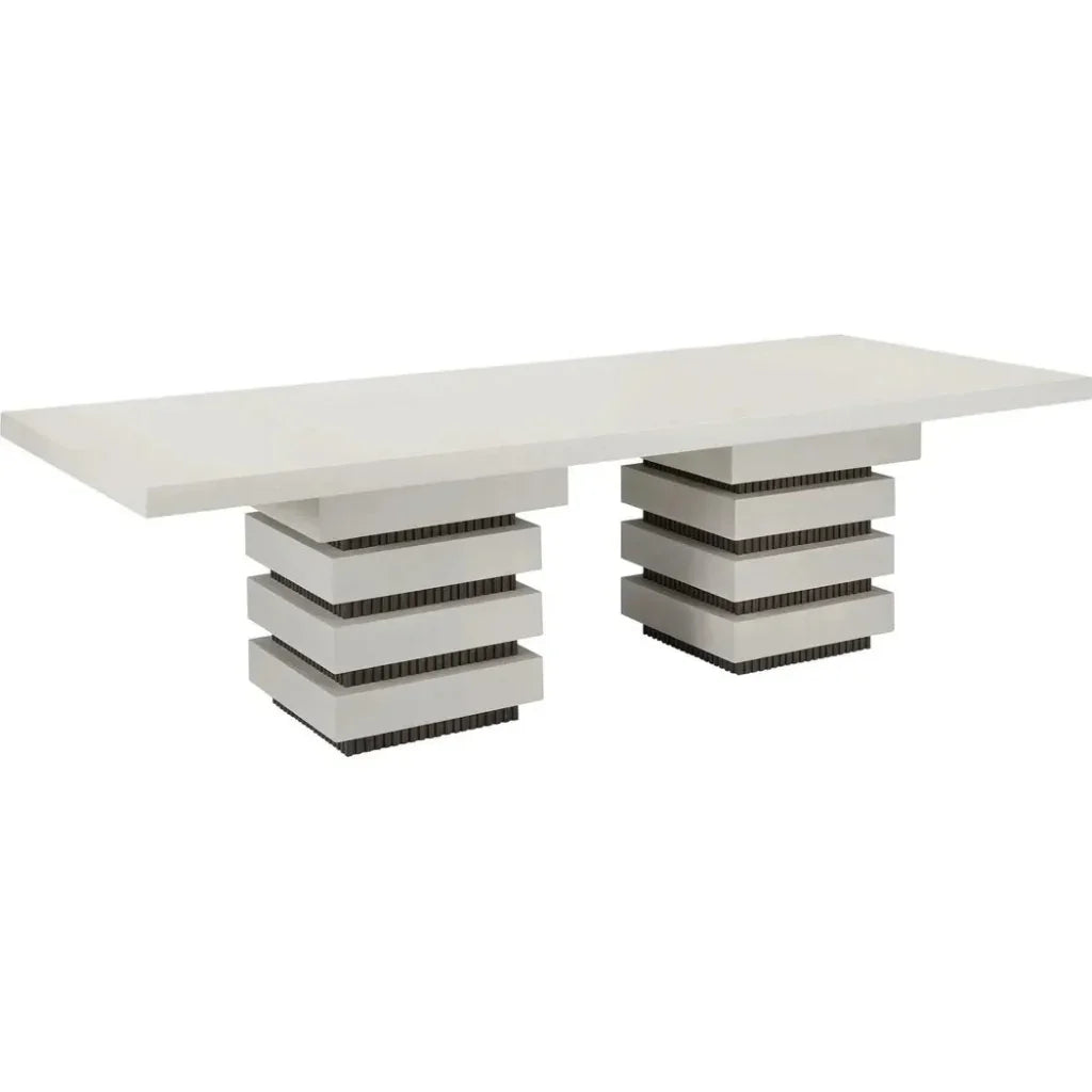 Meditation Rectangle White Outdoor Dining Table-Outdoor Dining Tables-Seasonal Living-LOOMLAN