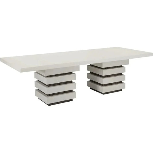 Meditation Rectangle White Outdoor Dining Table-Outdoor Dining Tables-Seasonal Living-LOOMLAN