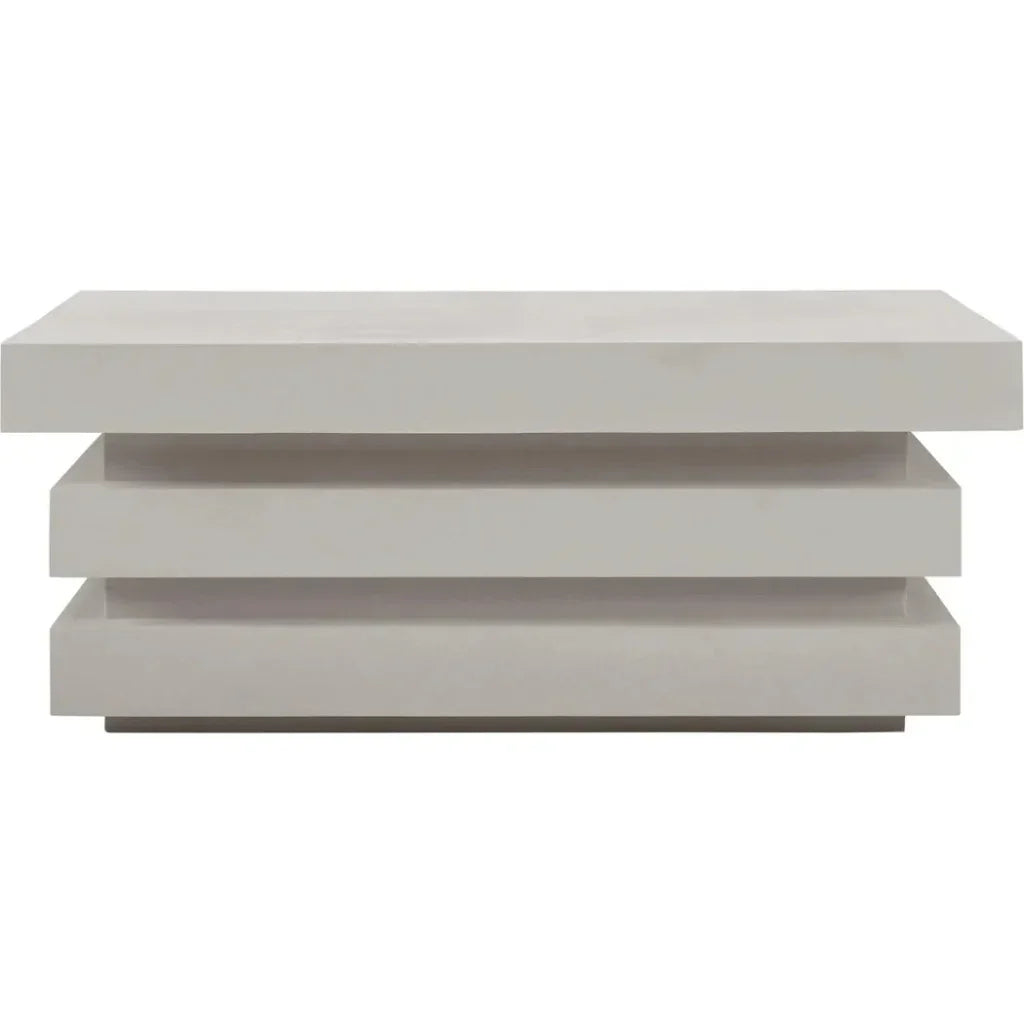 Meditation Square White Outdoor Coffee Table-Outdoor Coffee Tables-Seasonal Living-LOOMLAN