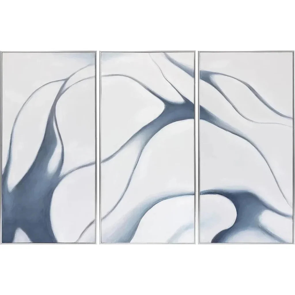 Meditation Wall Art Set Of 3 Silver Floater - LOOMLAN - SUNPAN - Canvas Art