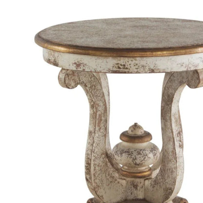 Mediterranean Wooden Round Accent Table - LOOMLAN - Peninsula Home - Side Tables