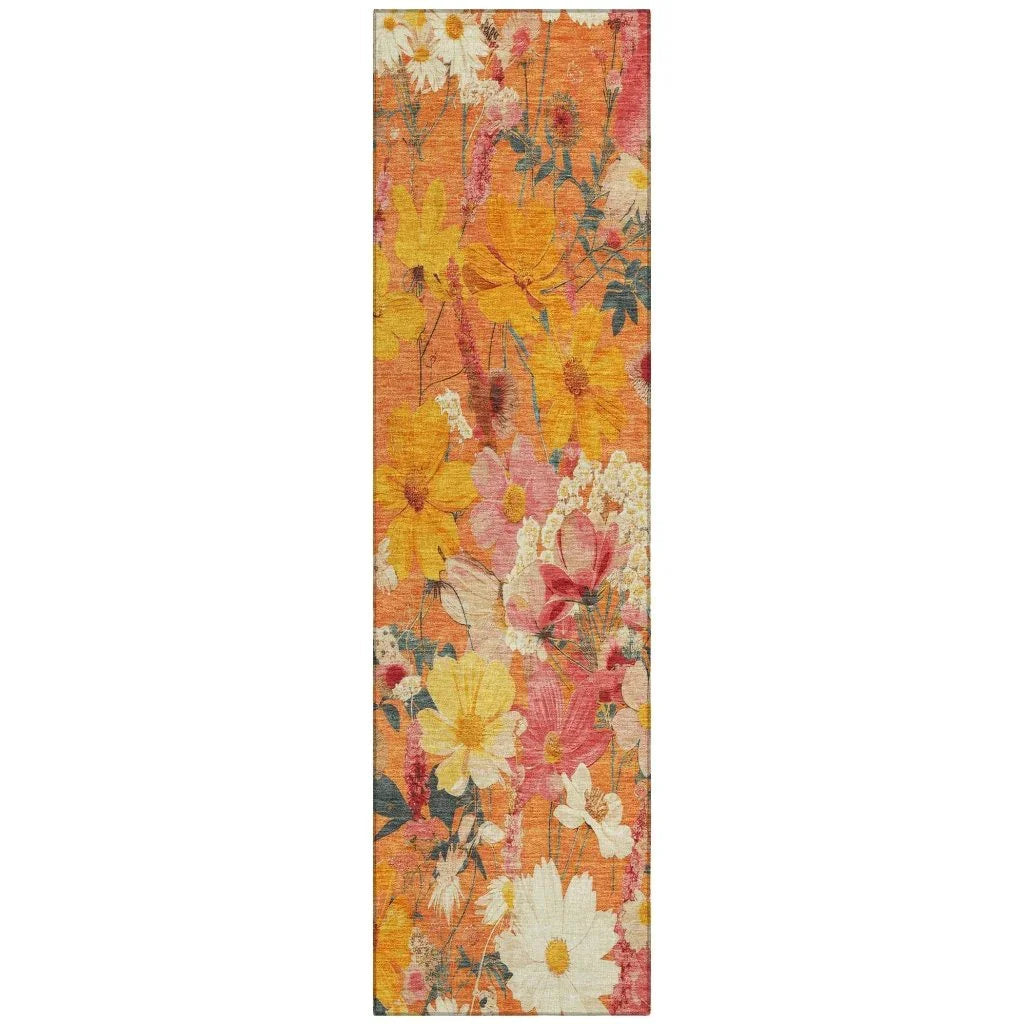 Mehavi Orange Washable Indoor - Outdoor Rug - LOOMLAN - LOOMLAN Rugs - Outdoor Rugs