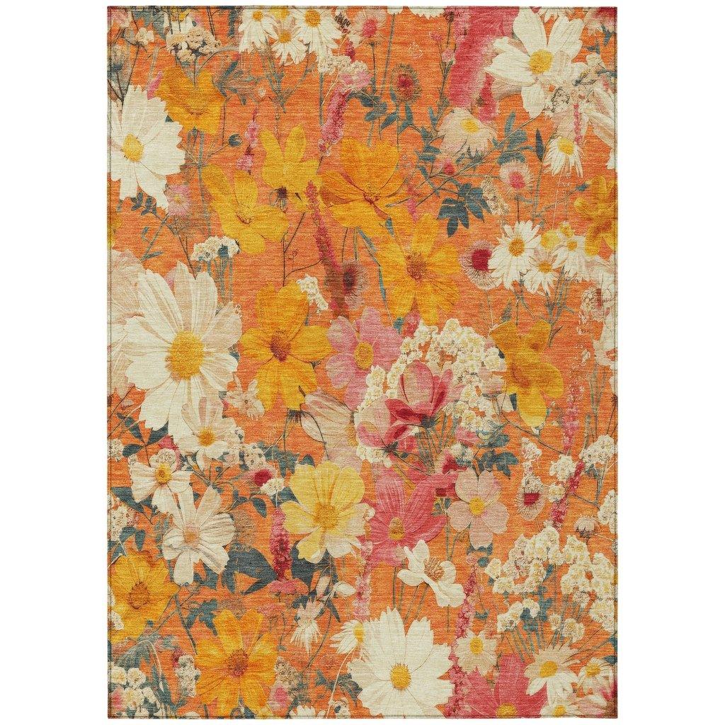 Mehavi Orange Washable Indoor - Outdoor Rug - LOOMLAN - LOOMLAN Rugs - Outdoor Rugs