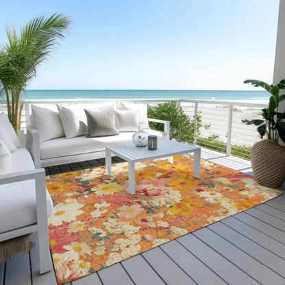 Mehavi Orange Washable Indoor - Outdoor Rug - LOOMLAN - LOOMLAN Rugs - Outdoor Rugs