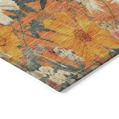 Mehavi Orange Washable Indoor - Outdoor Rug - LOOMLAN - LOOMLAN Rugs - Outdoor Rugs