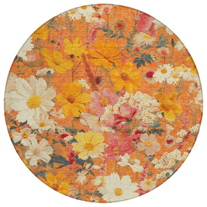 Mehavi Orange Washable Indoor - Outdoor Rug - LOOMLAN - LOOMLAN Rugs - Outdoor Rugs