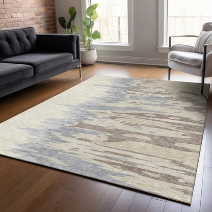 Meleya Beige Washable Indoor-Outdoor Rug-Outdoor Rugs-LOOMLAN Rugs-LOOMLAN