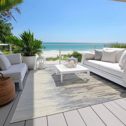 Meleya Beige Washable Indoor-Outdoor Rug-Outdoor Rugs-LOOMLAN Rugs-LOOMLAN