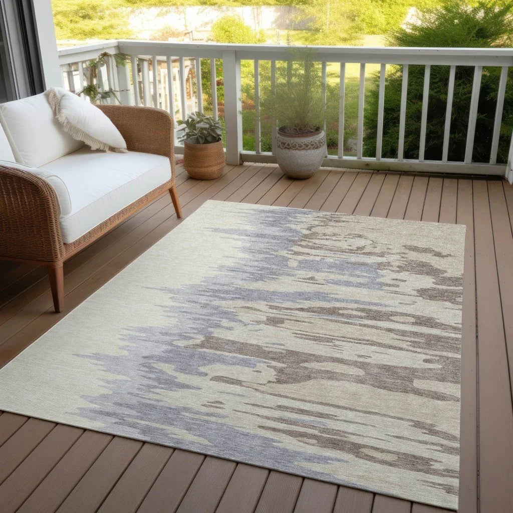 Meleya Beige Washable Indoor-Outdoor Rug-Outdoor Rugs-LOOMLAN Rugs-LOOMLAN