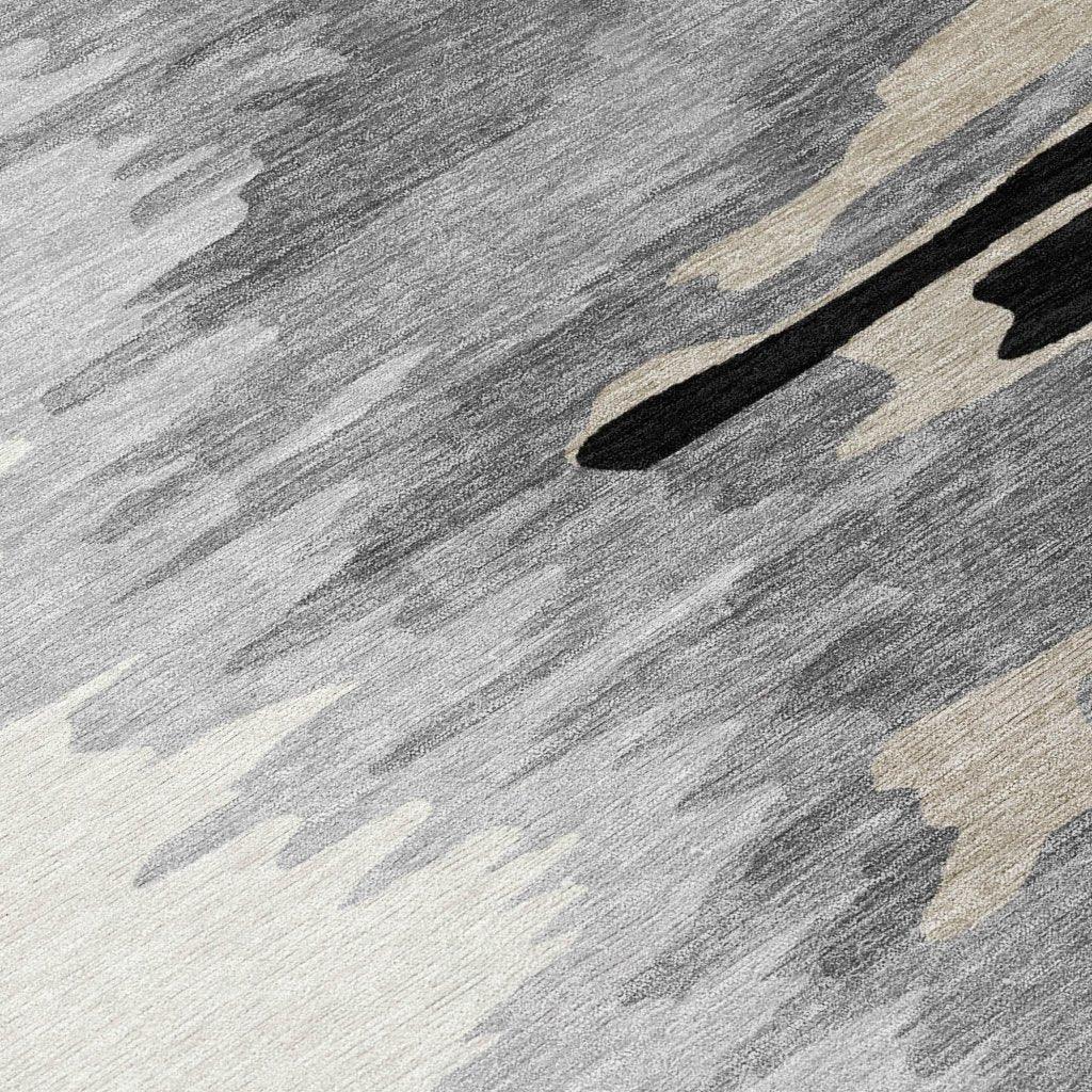 Meleya Black Washable Indoor-Outdoor Rug-Outdoor Rugs-LOOMLAN Rugs-LOOMLAN