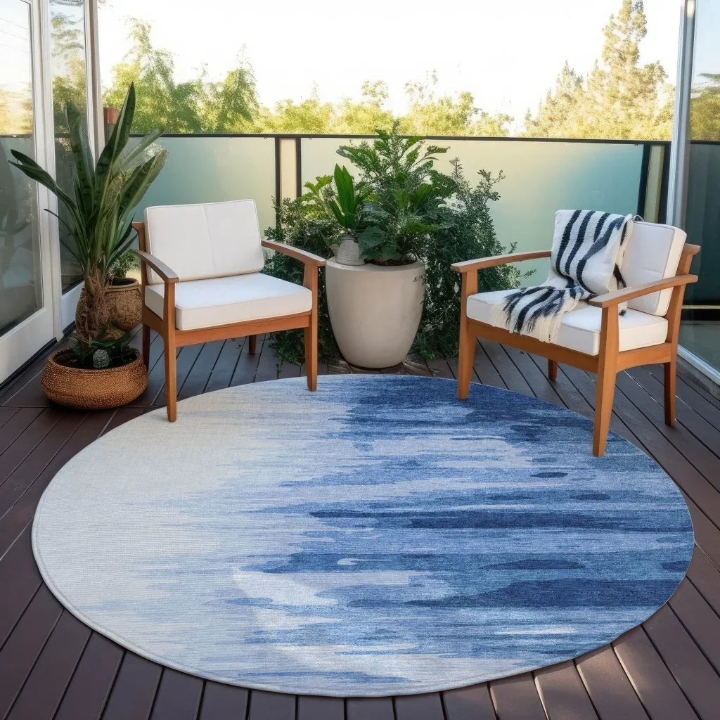 Meleya Blue Washable Indoor-Outdoor Rug-Outdoor Rugs-LOOMLAN Rugs-LOOMLAN