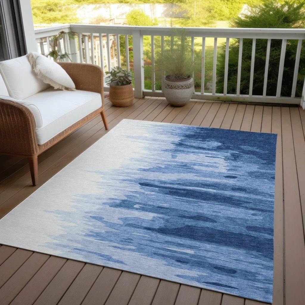 Meleya Blue Washable Indoor-Outdoor Rug-Outdoor Rugs-LOOMLAN Rugs-LOOMLAN