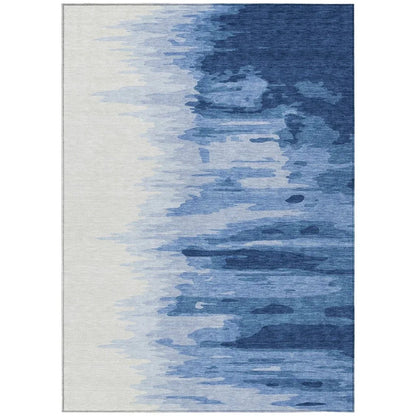 Meleya Blue Washable Indoor-Outdoor Rug-Outdoor Rugs-LOOMLAN Rugs-2'6" x 3'10"-LOOMLAN