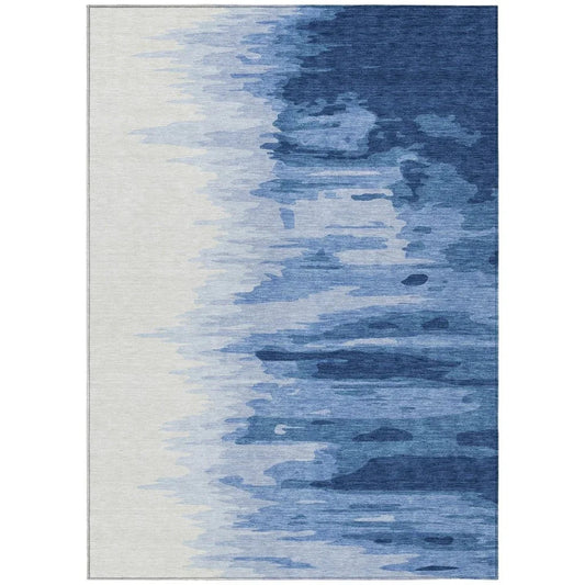 Meleya Blue Washable Indoor-Outdoor Rug-Outdoor Rugs-LOOMLAN Rugs-2'6" x 3'10"-LOOMLAN