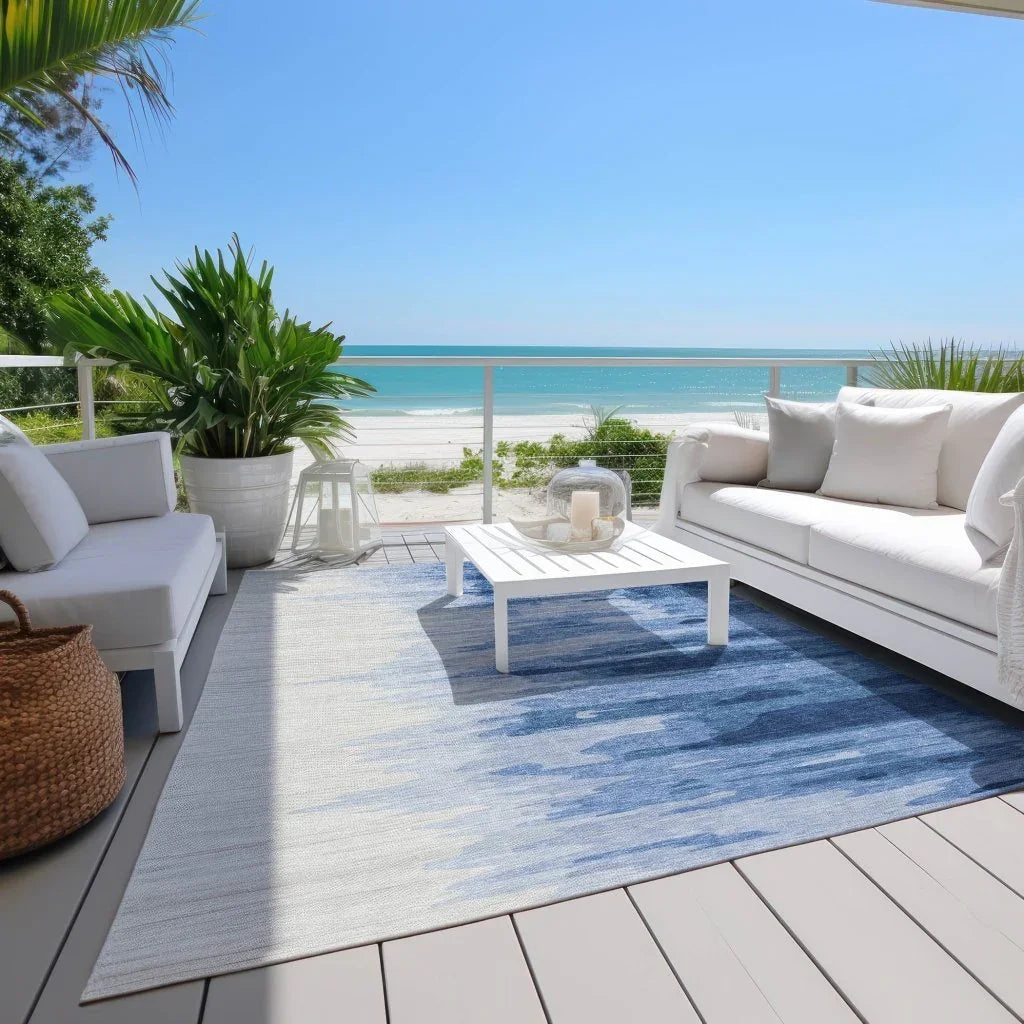 Meleya Blue Washable Indoor-Outdoor Rug-Outdoor Rugs-LOOMLAN Rugs-LOOMLAN