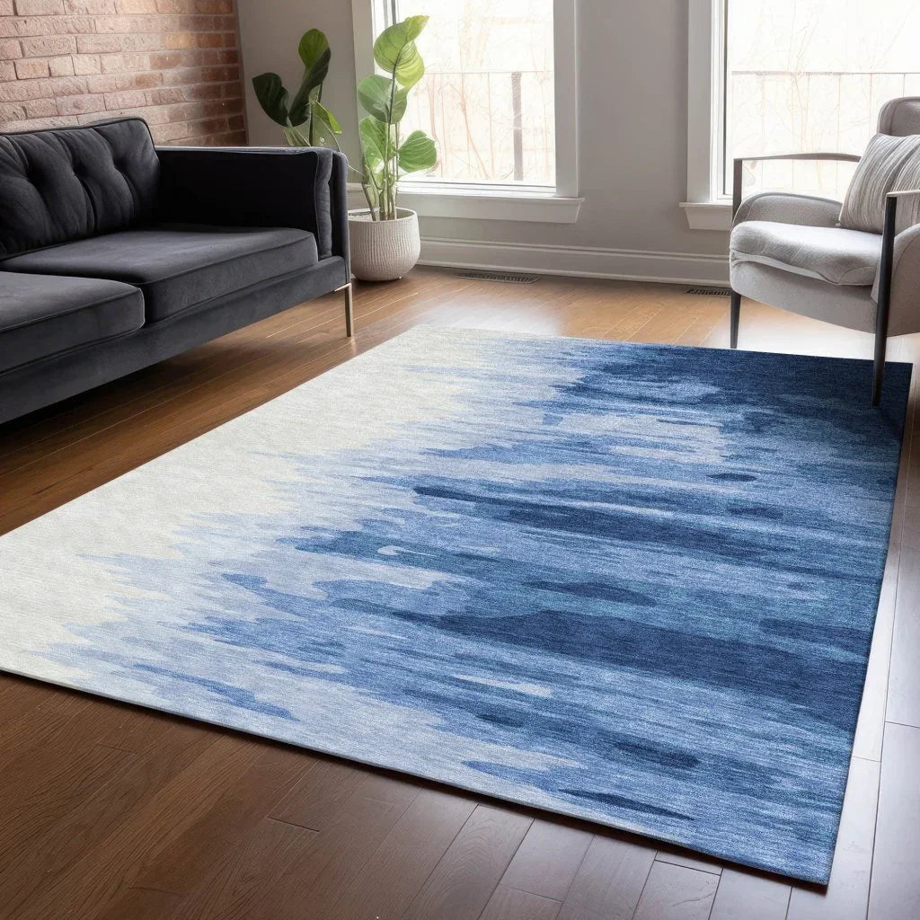 Meleya Blue Washable Indoor-Outdoor Rug-Outdoor Rugs-LOOMLAN Rugs-LOOMLAN
