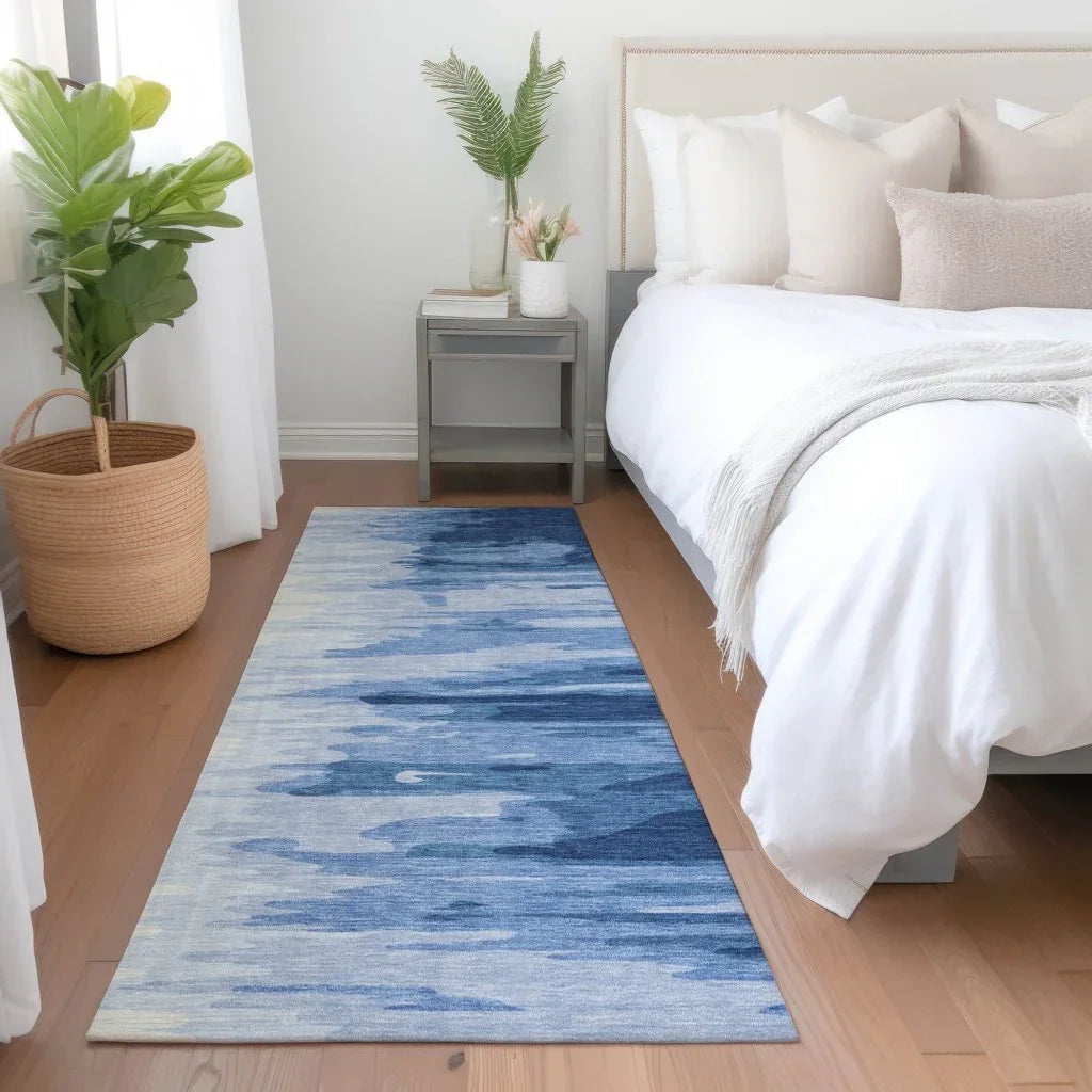 Meleya Blue Washable Indoor-Outdoor Rug-Outdoor Rugs-LOOMLAN Rugs-LOOMLAN