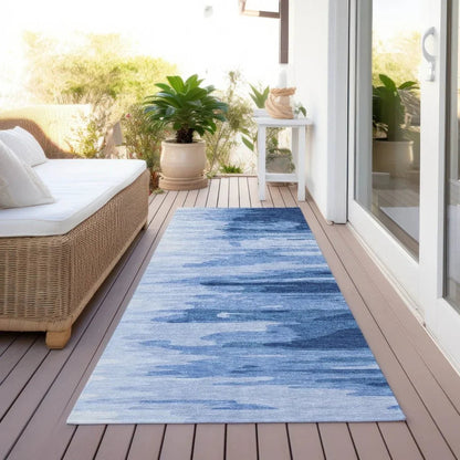 Meleya Blue Washable Indoor-Outdoor Rug-Outdoor Rugs-LOOMLAN Rugs-LOOMLAN