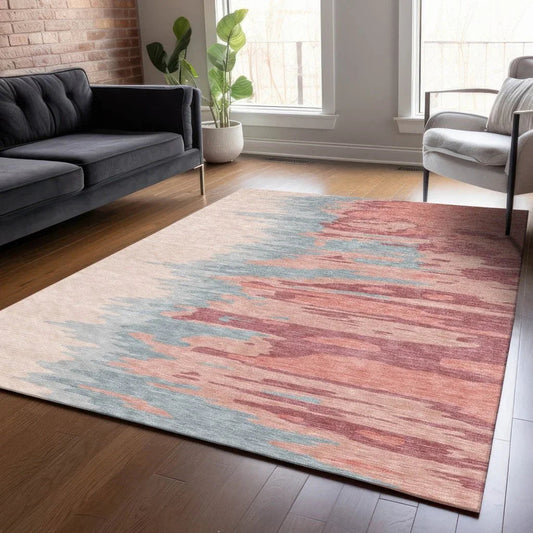 Meleya Coral Washable Indoor-Outdoor Rug-Outdoor Rugs-LOOMLAN Rugs-LOOMLAN
