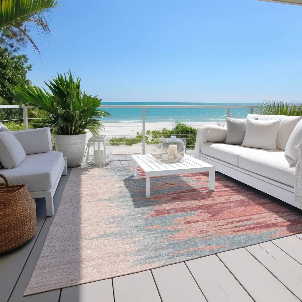Meleya Coral Washable Indoor-Outdoor Rug-Outdoor Rugs-LOOMLAN Rugs-LOOMLAN