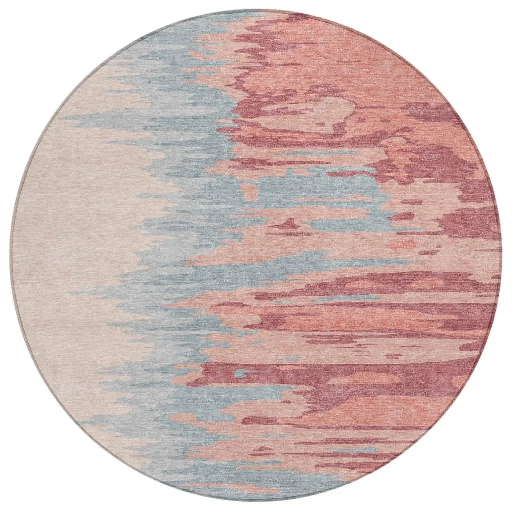 Meleya Coral Washable Indoor-Outdoor Rug-Outdoor Rugs-LOOMLAN Rugs-8' x 8'-LOOMLAN