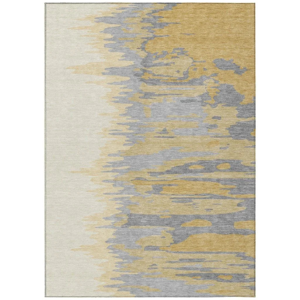Meleya Gold Washable Indoor-Outdoor Rug-Outdoor Rugs-LOOMLAN Rugs-2'6" x 3'10"-LOOMLAN