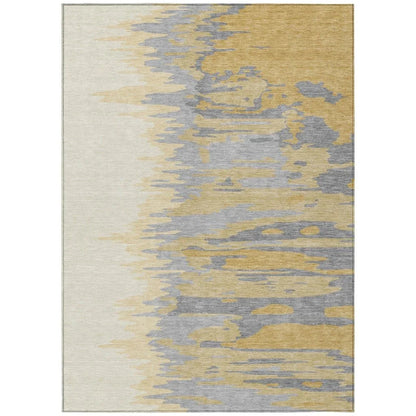 Meleya Gold Washable Indoor-Outdoor Rug-Outdoor Rugs-LOOMLAN Rugs-2'6" x 3'10"-LOOMLAN