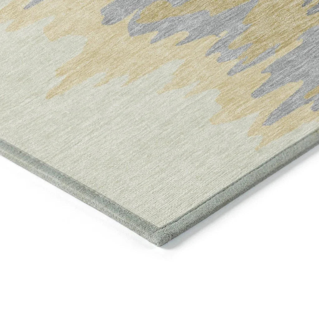 Meleya Gold Washable Indoor-Outdoor Rug-Outdoor Rugs-LOOMLAN Rugs-LOOMLAN