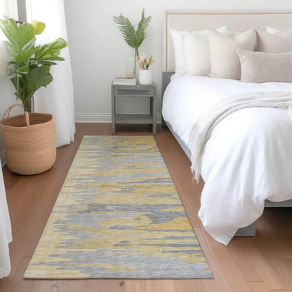 Meleya Gold Washable Indoor-Outdoor Rug-Outdoor Rugs-LOOMLAN Rugs-LOOMLAN