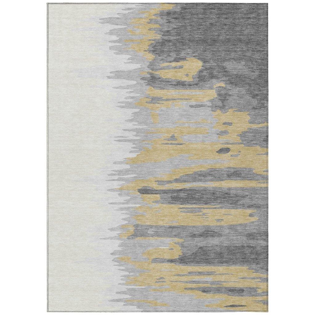 Meleya Gray Washable Indoor-Outdoor Rug-Outdoor Rugs-LOOMLAN Rugs-2'6" x 3'10"-LOOMLAN