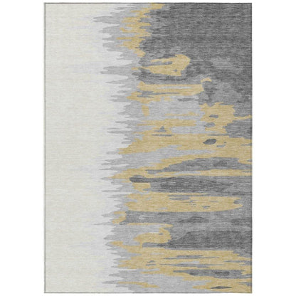 Meleya Gray Washable Indoor-Outdoor Rug-Outdoor Rugs-LOOMLAN Rugs-2'6" x 3'10"-LOOMLAN