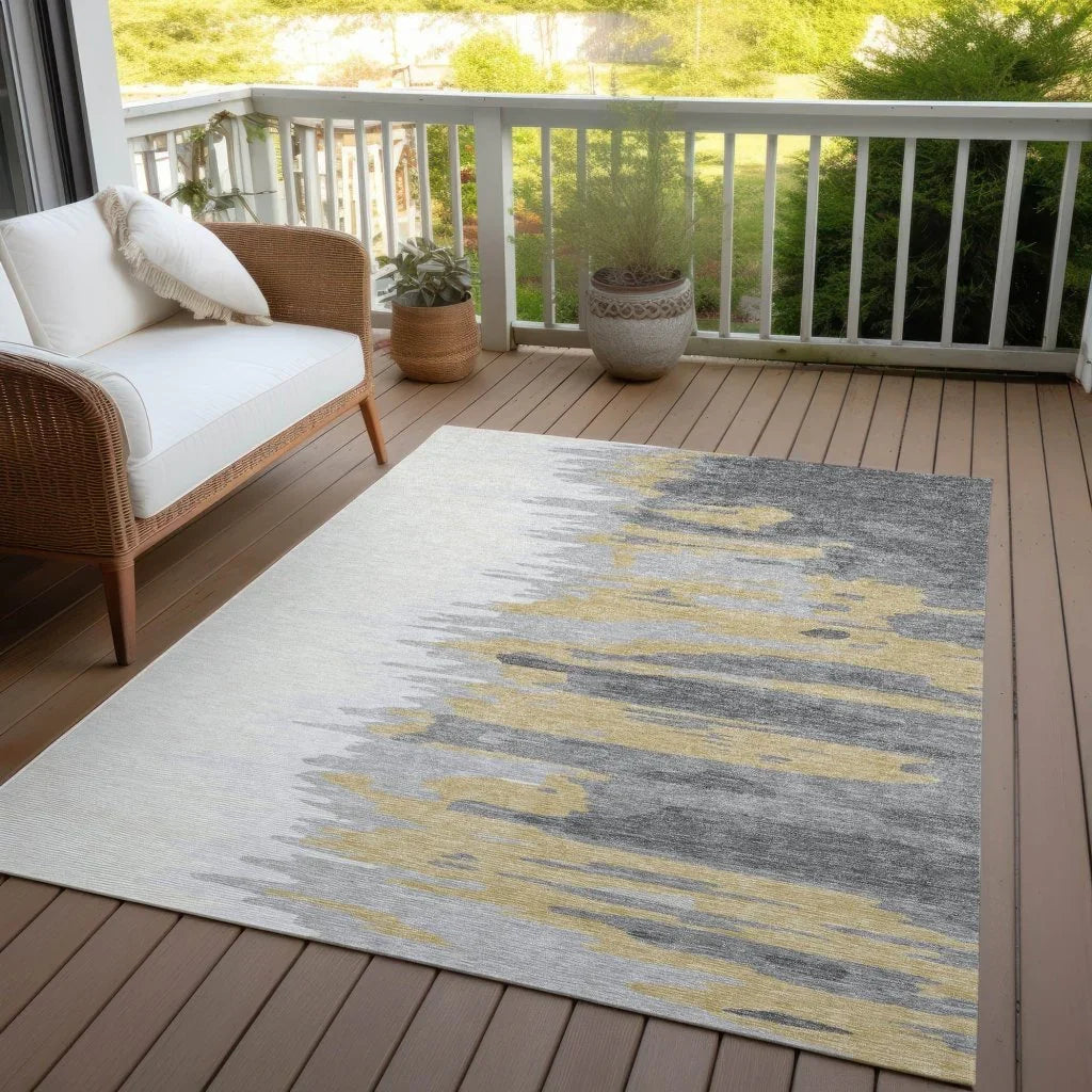 Meleya Gray Washable Indoor-Outdoor Rug-Outdoor Rugs-LOOMLAN Rugs-LOOMLAN