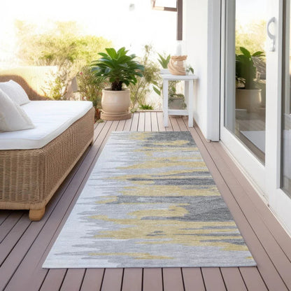 Meleya Gray Washable Indoor-Outdoor Rug-Outdoor Rugs-LOOMLAN Rugs-LOOMLAN