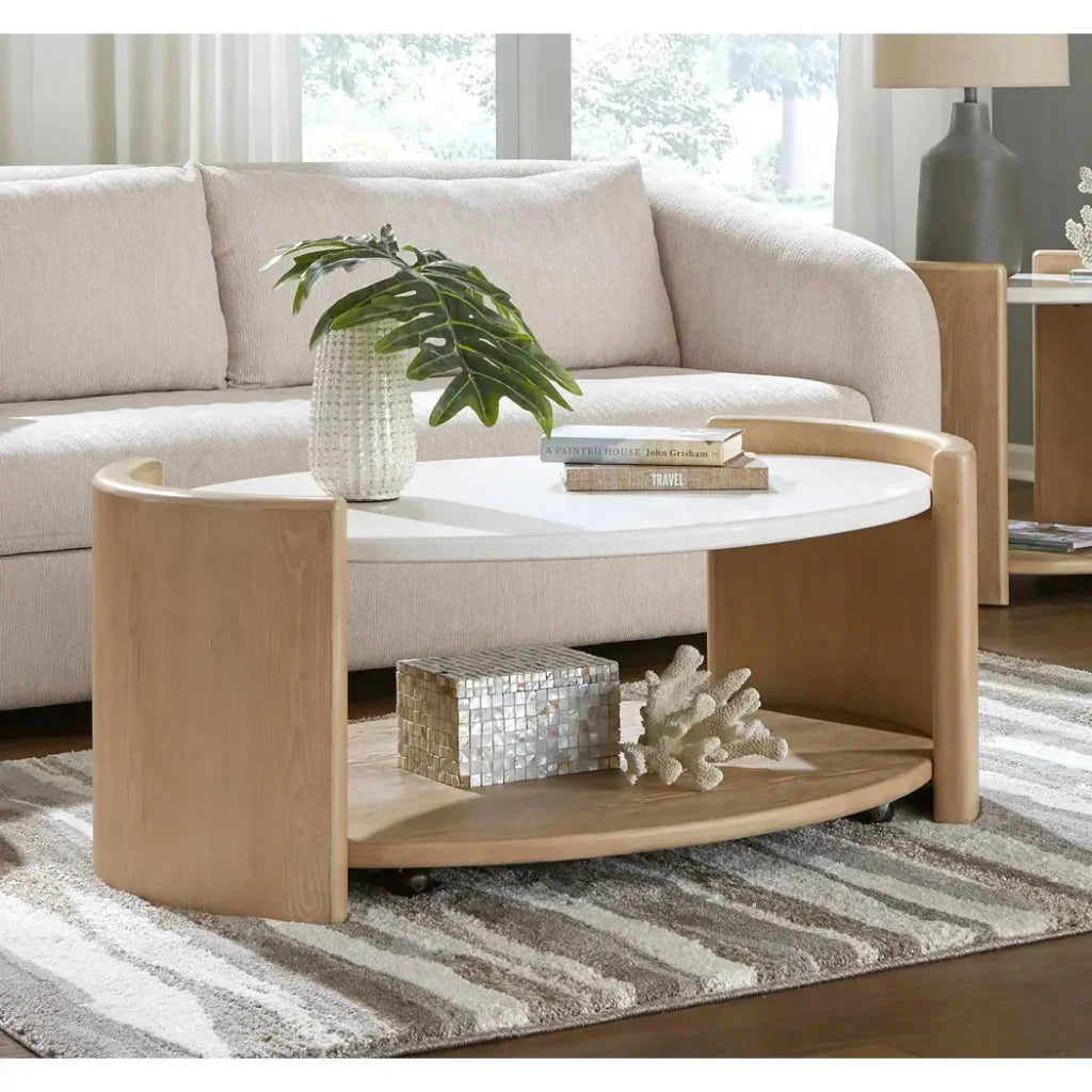 Melia Oval Cocktail Table Quartz & Casters - LOOMLAN - Panama Jack - Coffee Tables