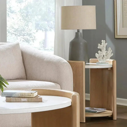 Melia Round End Table with Quartz Top - LOOMLAN - Panama Jack - Side Tables