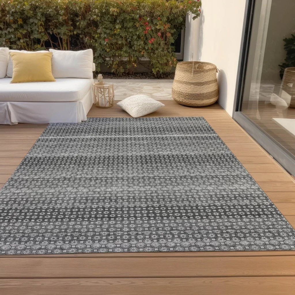Melisyn Gray Washable Indoor - Outdoor Rug - LOOMLAN - LOOMLAN Rugs - Outdoor Rugs