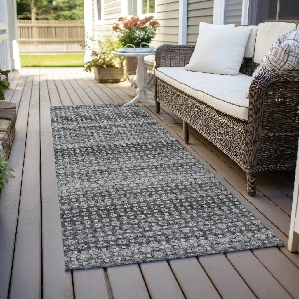 Melisyn Gray Washable Indoor - Outdoor Rug - LOOMLAN - LOOMLAN Rugs - Outdoor Rugs