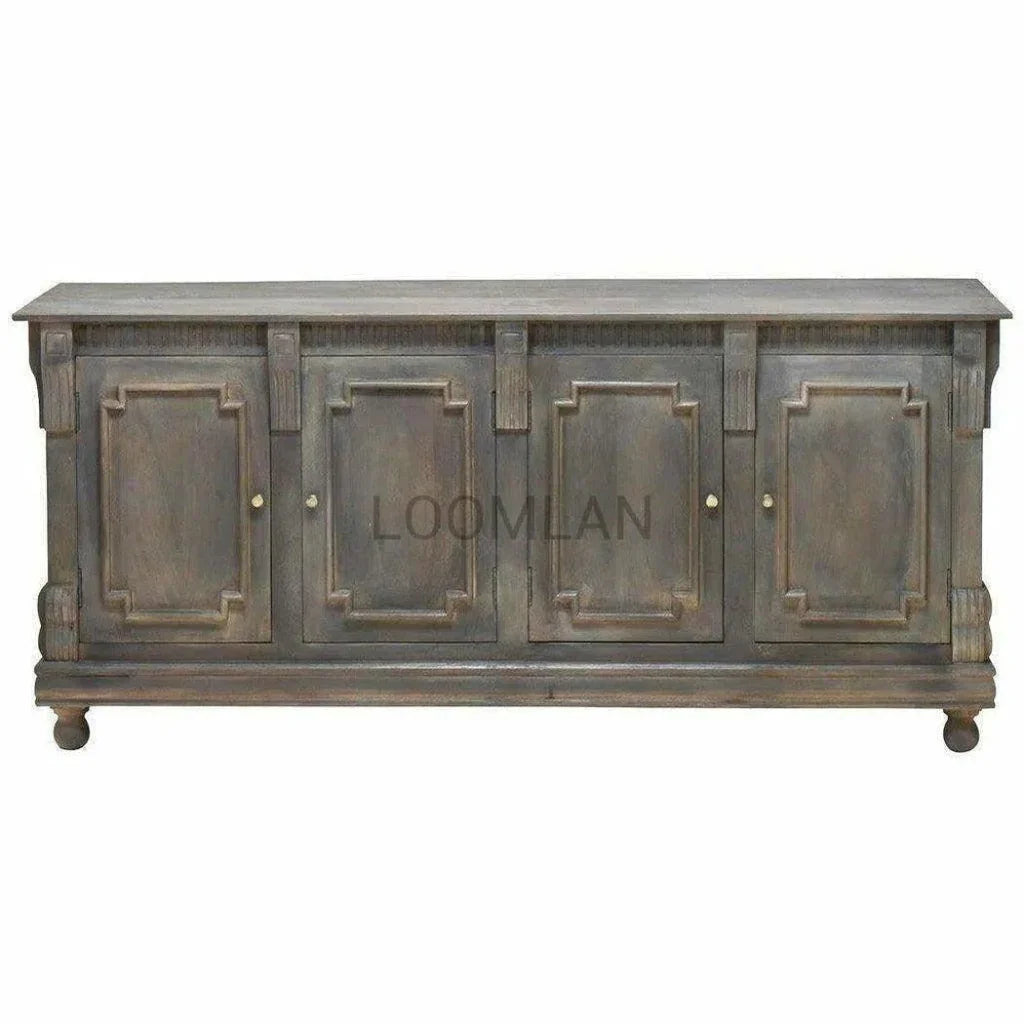 Hand Carved 4 Door Large Sideboard Buffet - LOOMLAN - LOOMLAN - Sideboards