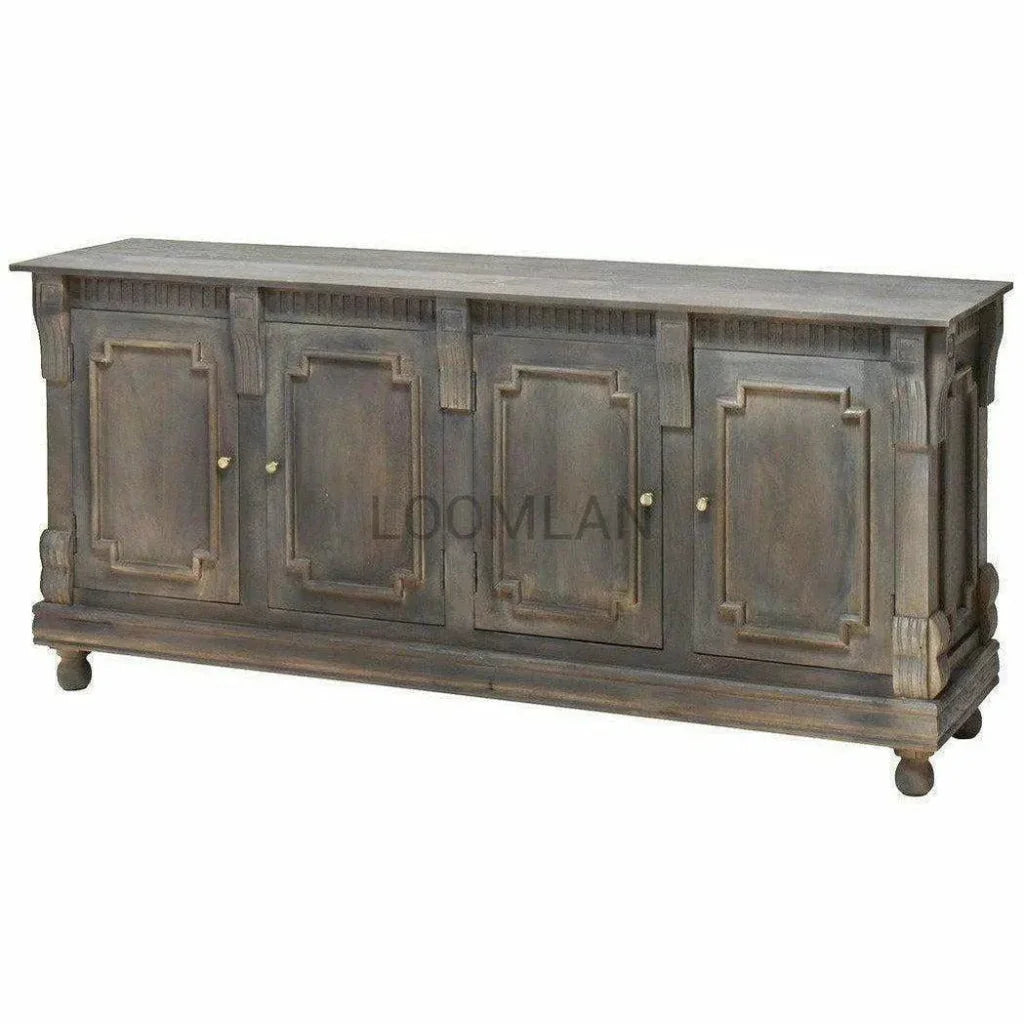 Hand Carved 4 Door Large Sideboard Buffet - LOOMLAN - LOOMLAN - Sideboards