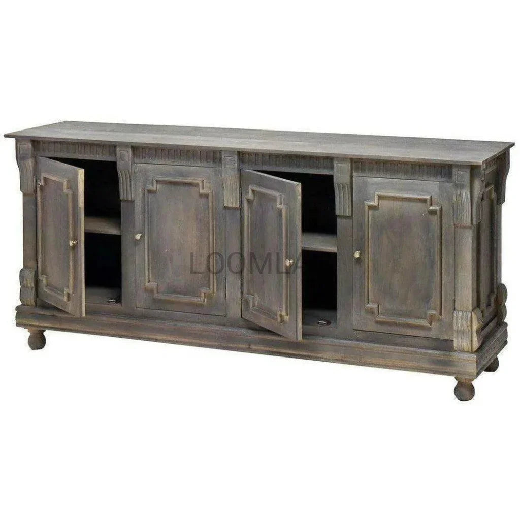 Hand Carved 4 Door Large Sideboard Buffet - LOOMLAN - LOOMLAN - Sideboards