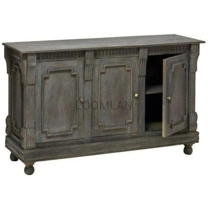 Dining Room 3 Door Sideboard Distressed Gray - LOOMLAN - LOOMLAN - Sideboards