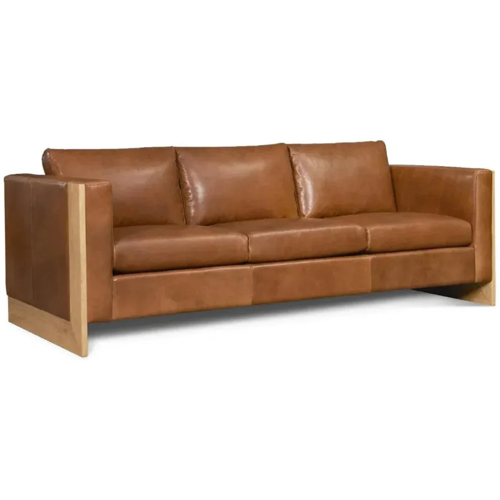 Mendenhall Premium Leather Sofa with Wood - LOOMLAN - One For Victory - Sofas & Loveseats