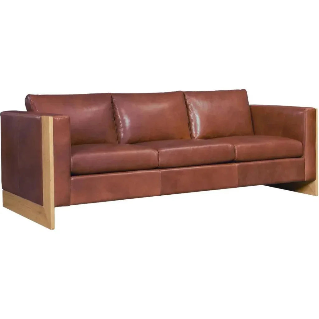 Mendenhall Premium Leather Sofa with Wood - LOOMLAN - One For Victory - Sofas & Loveseats