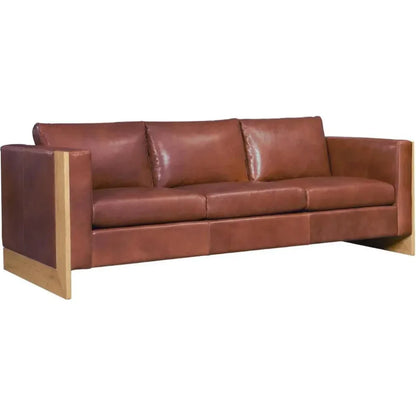 Mendenhall Premium Leather Sofa with Wood - LOOMLAN - One For Victory - Sofas & Loveseats