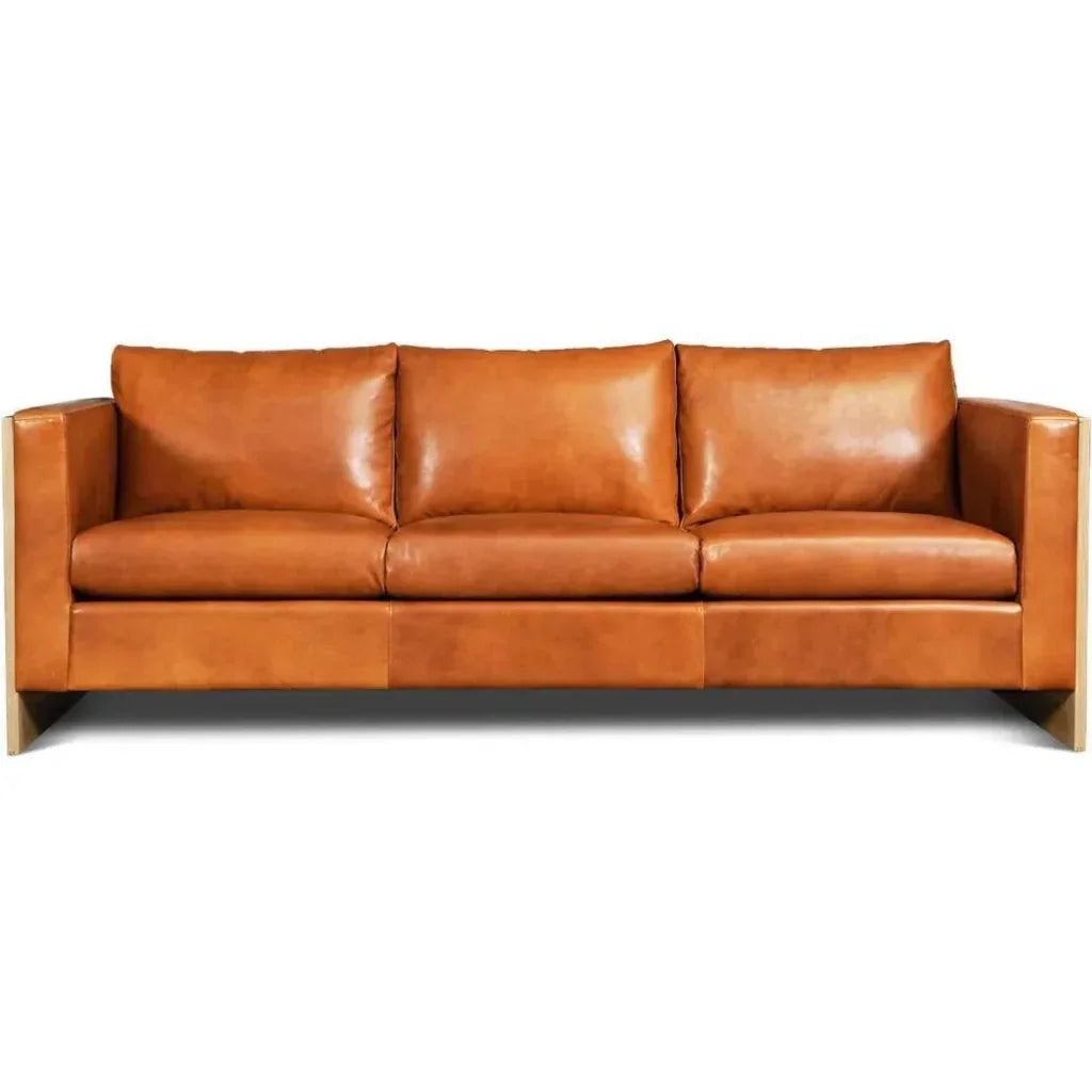 Mendenhall Premium Leather Sofa with Wood - LOOMLAN - One For Victory - Sofas & Loveseats