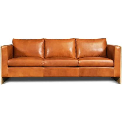 Mendenhall Premium Leather Sofa with Wood - LOOMLAN - One For Victory - Sofas & Loveseats