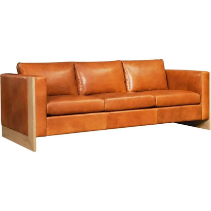 Mendenhall Premium Leather Sofa with Wood - LOOMLAN - One For Victory - Sofas & Loveseats