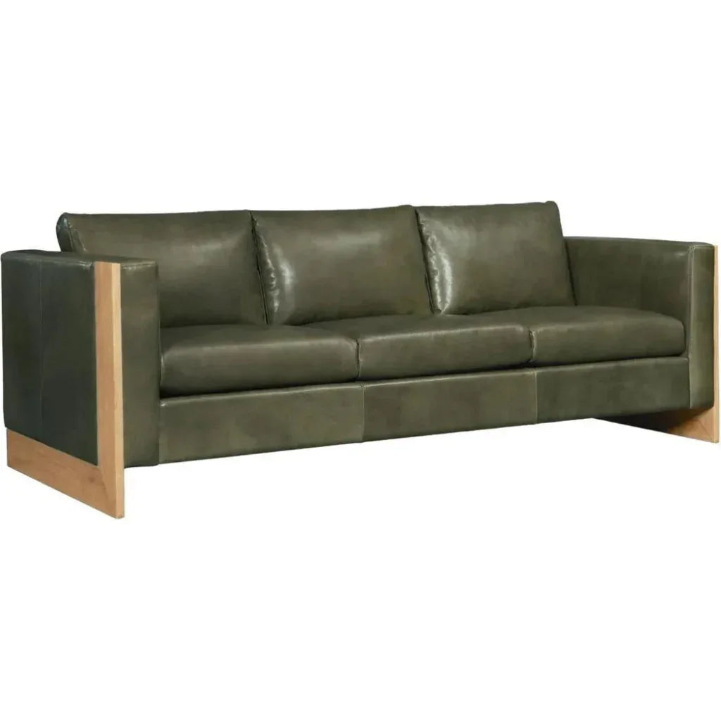 Mendenhall Premium Leather Sofa with Wood - LOOMLAN - One For Victory - Sofas & Loveseats