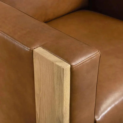 Mendenhall Premium Leather Sofa with Wood - LOOMLAN - One For Victory - Sofas & Loveseats