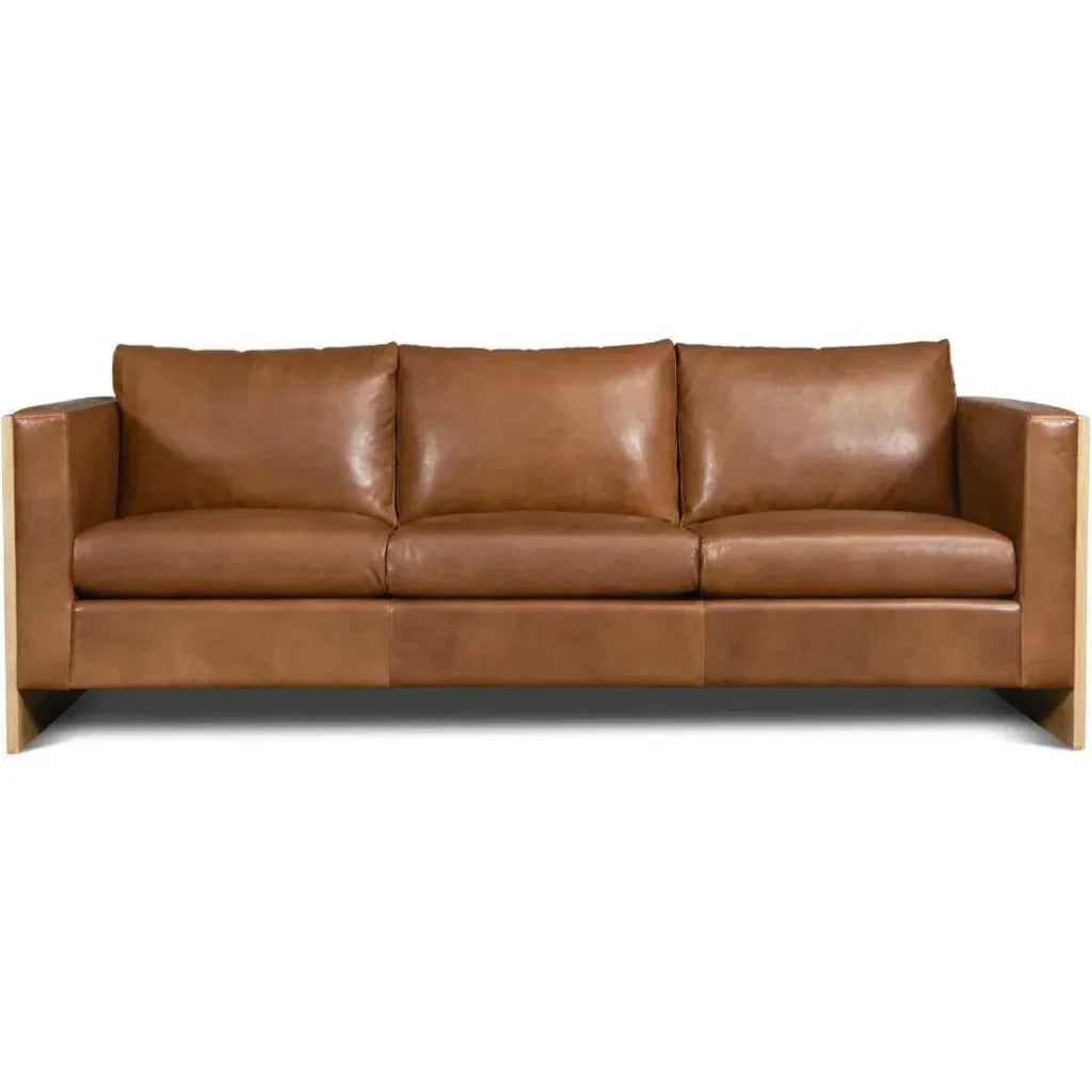 Mendenhall Premium Leather Sofa with Wood - LOOMLAN - One For Victory - Sofas & Loveseats
